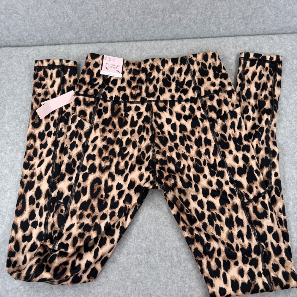 Victoria's Secret Incredible Essential Legging Leopard Print Size 4 Long Pockets - Picture 8 of 11